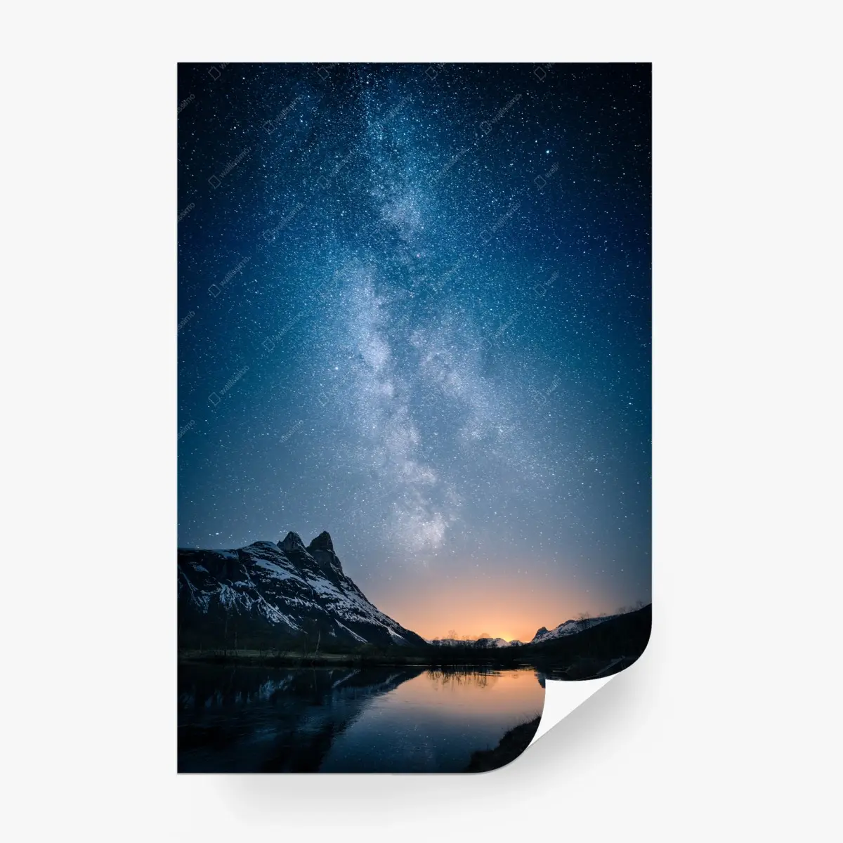 Wall mural milky way over mirrored mountains • Wallissimo® Wall mural milky way over mirrored mountains • Wallissimo®