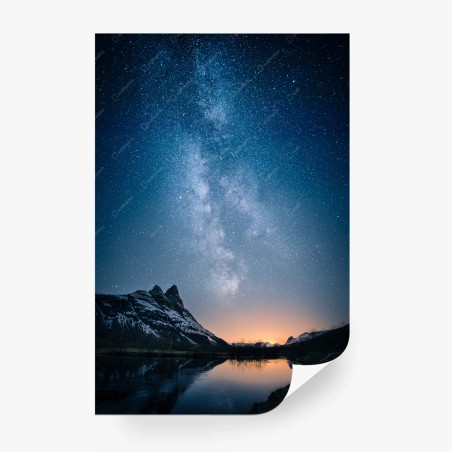 Wall mural milky way over mirrored mountains • Wallissimo®