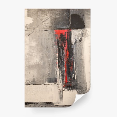 Wall mural textured abstract composition with red accent • Wallissimo®
