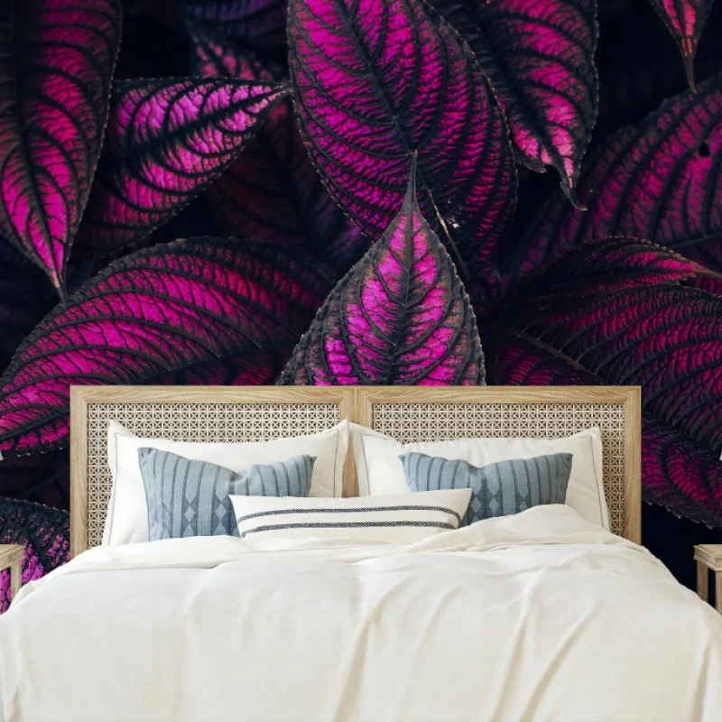Wall mural vivid purple foliage pattern
