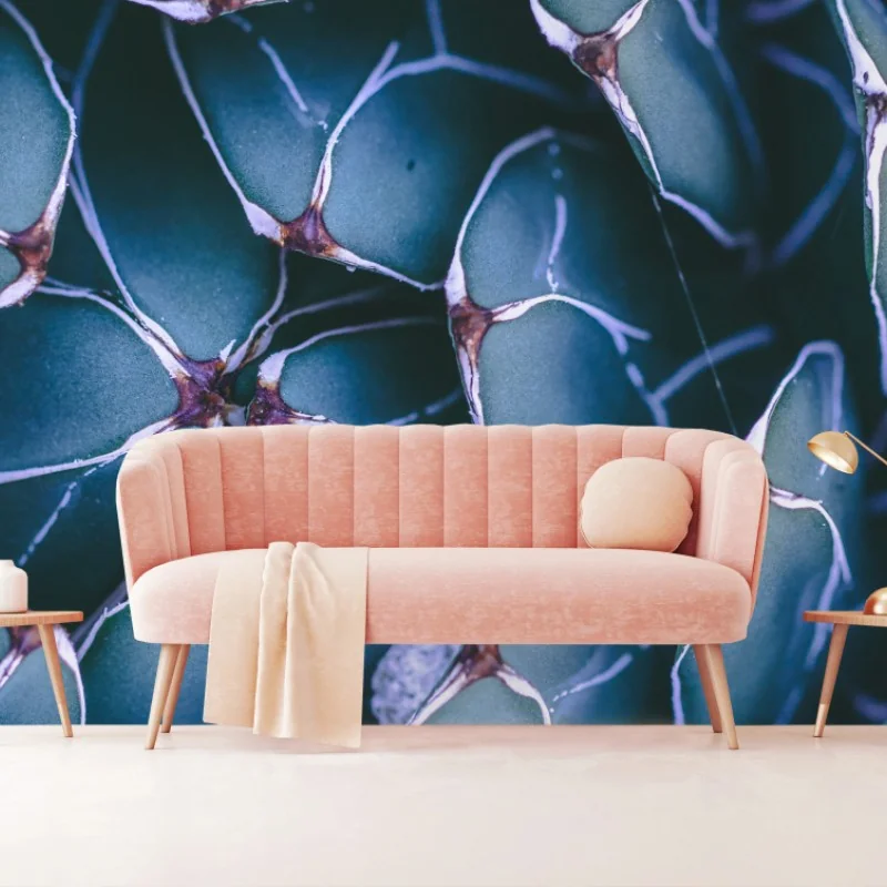 Wall mural geometric turquoise succulent close-up