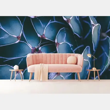 Wall mural geometric turquoise succulent close-up • Wallissimo®