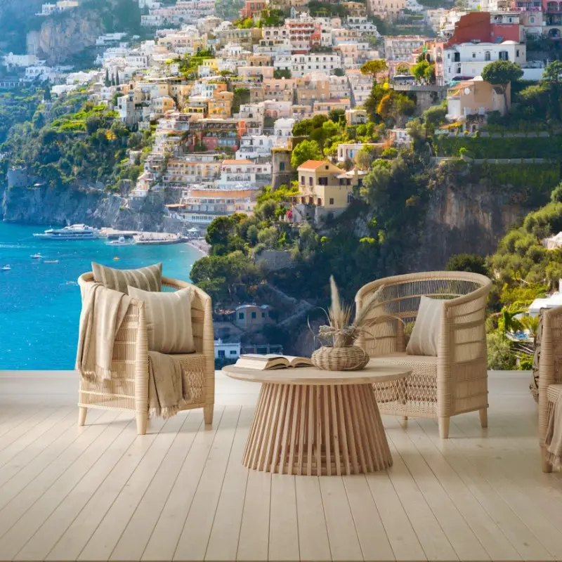 Wall mural Positano coastal cliff panorama