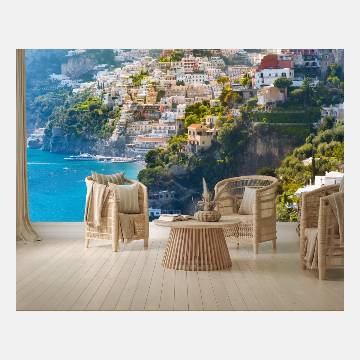 Wall mural Positano coastal cliff panorama • Wallissimo®