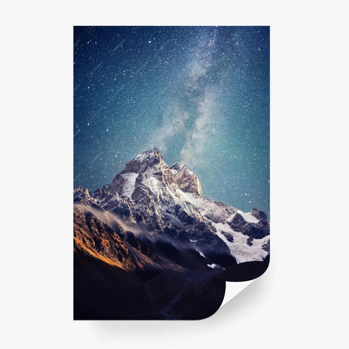 Wall mural starry night over Ushba mountain • Wallissimo®