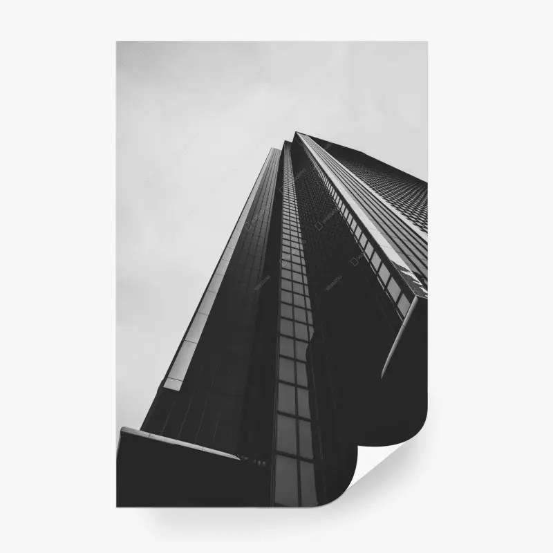 Wall mural towering modern skyscraper in monochrome