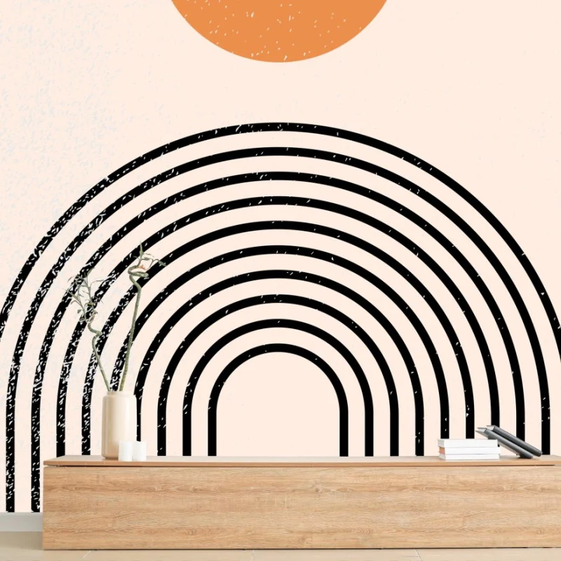 Wall mural minimal abstract arch with sun