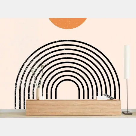 Wall mural minimal abstract arch with sun • Wallissimo®