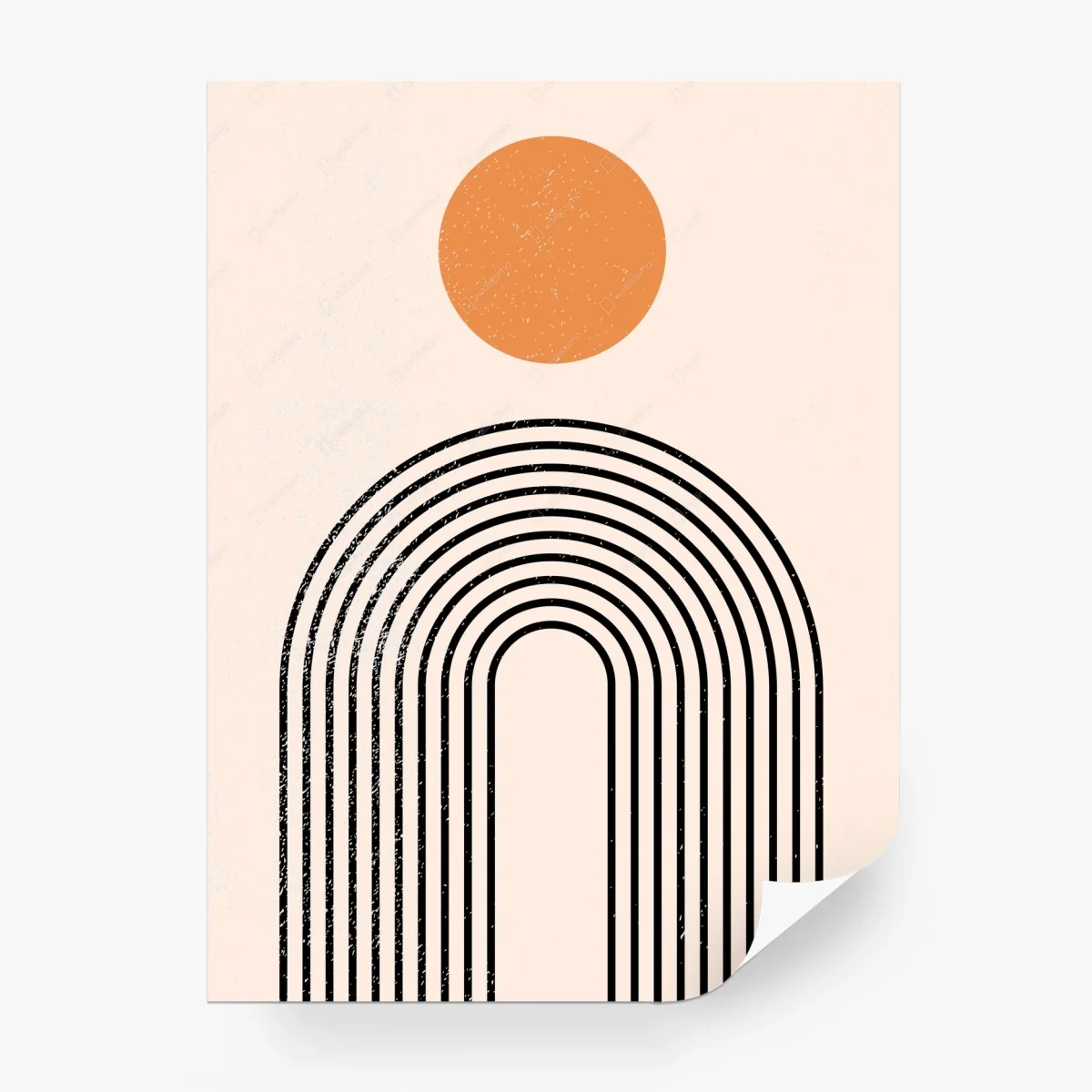 Wall mural minimal abstract arch with sun • Wallissimo® Wall mural minimal abstract arch with sun • Wallissimo®