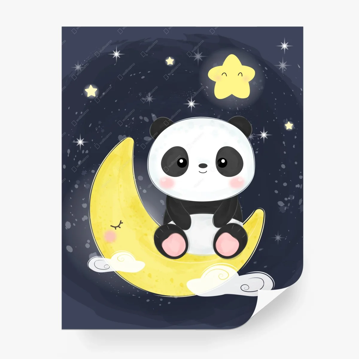 Wall mural sleepy panda on the moon • Wallissimo® Wall mural sleepy panda on the moon • Wallissimo®