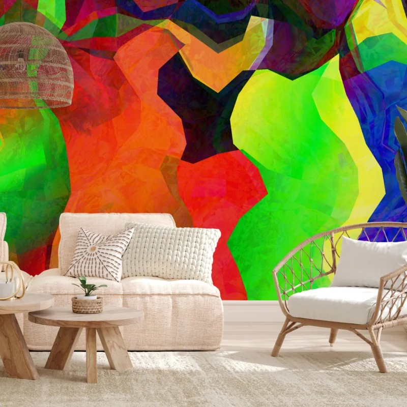 Wall mural vibrant geometric abstract composition • Wallissimo® Wall mural vibrant geometric abstract composition • Wallissimo®