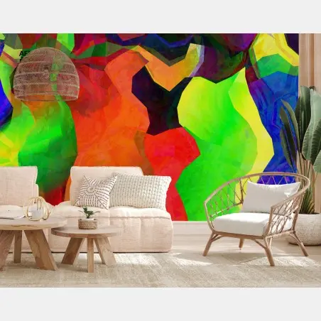 Wall mural vibrant geometric abstract composition • Wallissimo®
