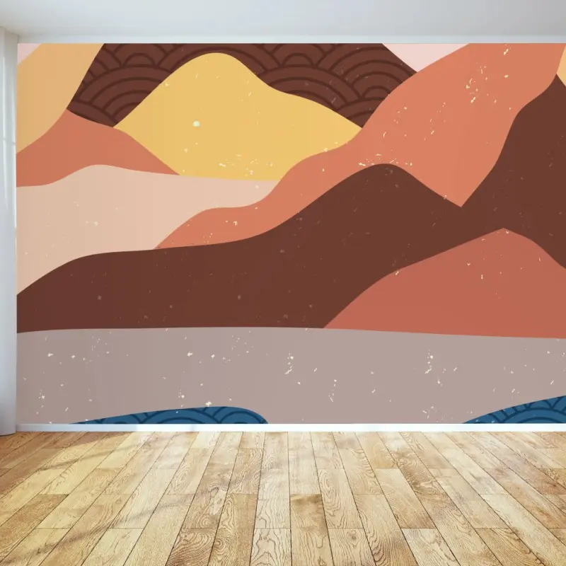 Wall mural abstract Japanese mountain landscape