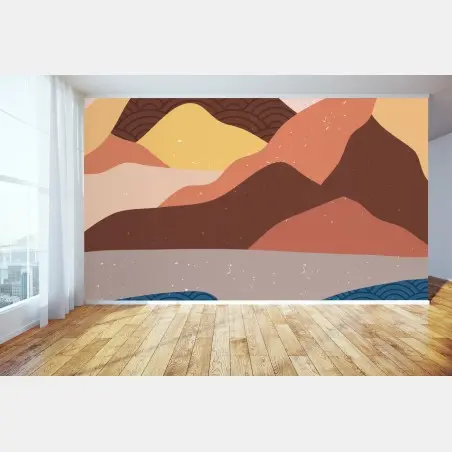 Wall mural abstract Japanese mountain landscape • Wallissimo®