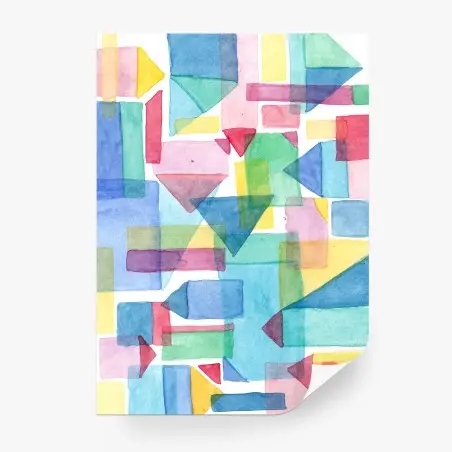 Wall mural colorful geometric watercolor composition • Wallissimo®