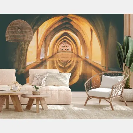 Wall mural golden arches reflected in calm water • Wallissimo®