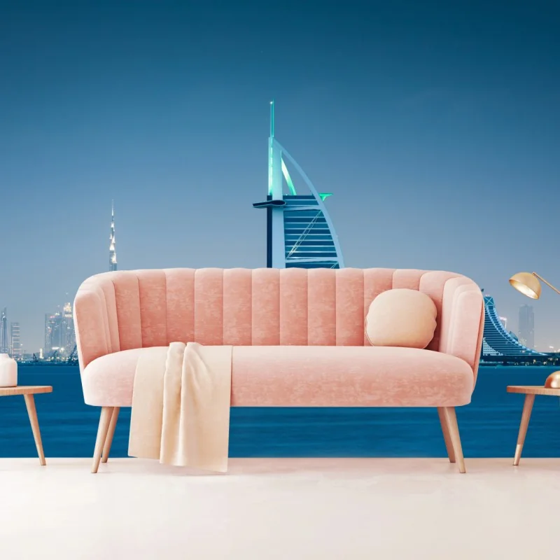 Wall mural Dubai skyline at dusk