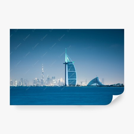 Wall mural Dubai skyline at dusk • Wallissimo®