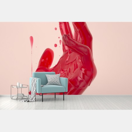 Wall mural melting red hand abstract artwork • Wallissimo®