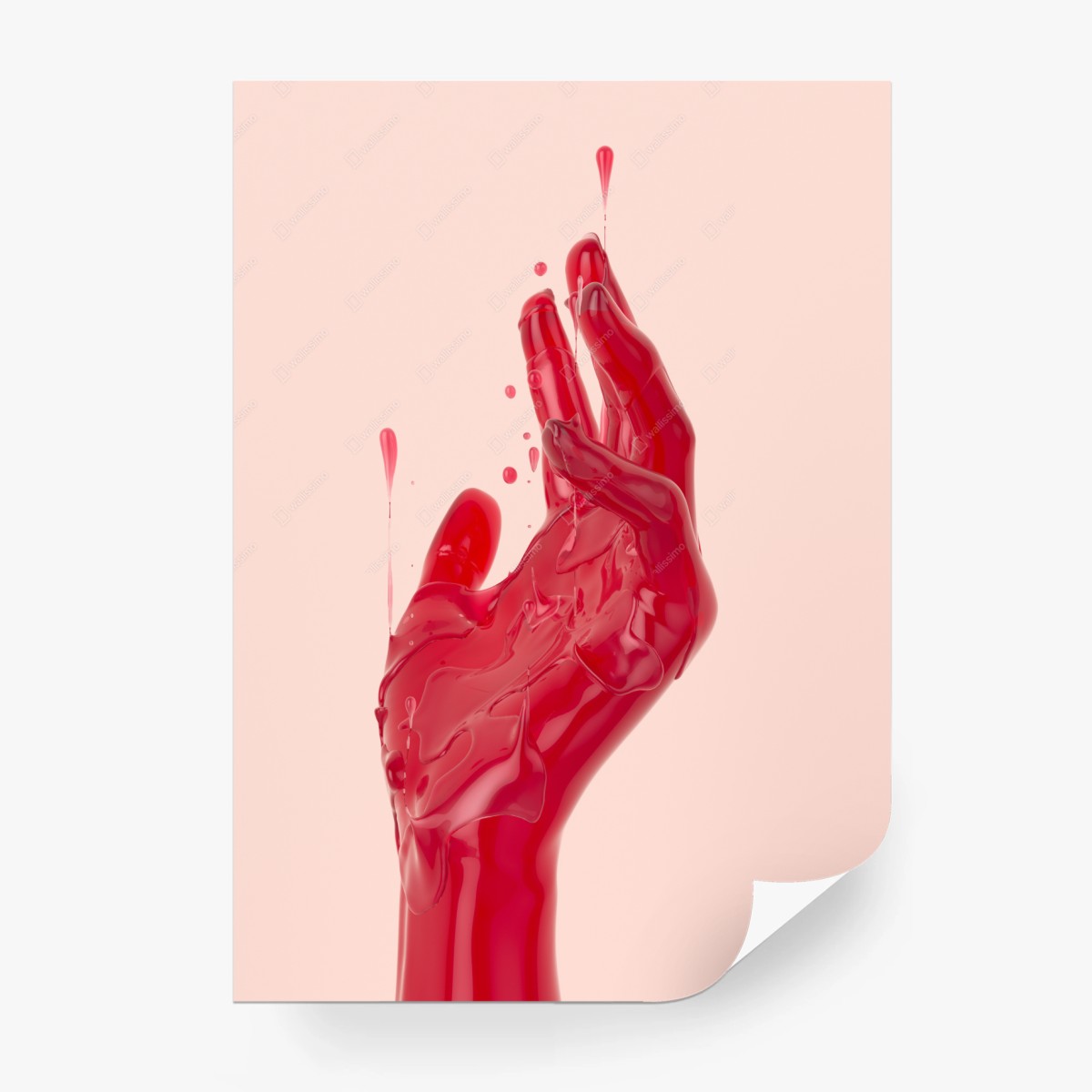 Wall mural melting red hand abstract artwork • Wallissimo®