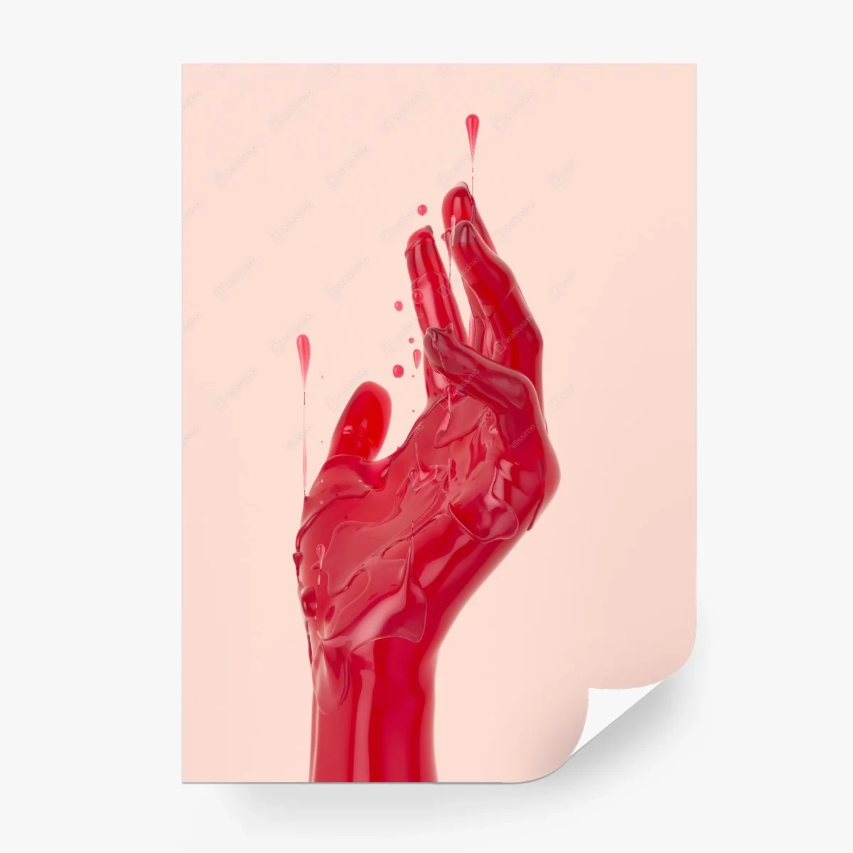 Wall mural melting red hand abstract artwork • Wallissimo® Wall mural melting red hand abstract artwork • Wallissimo®