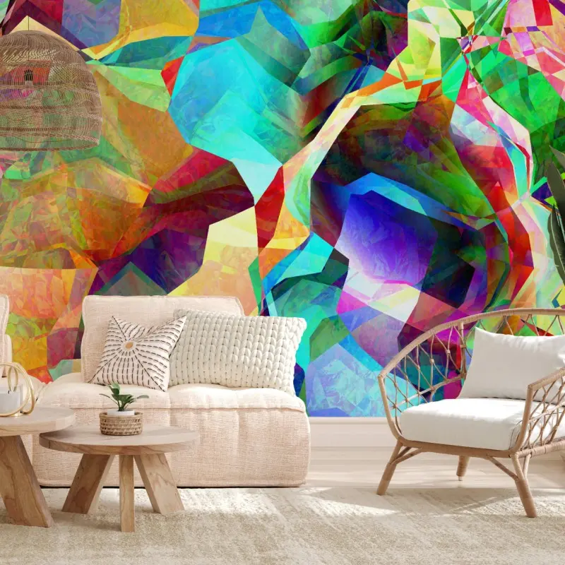 Wall mural vibrant geometric color burst