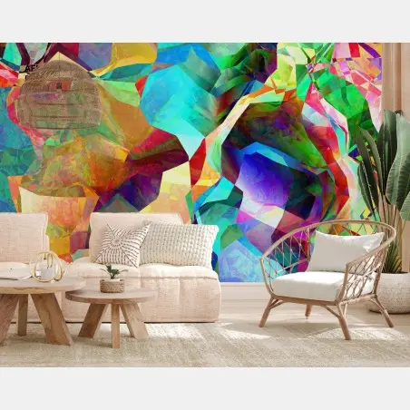 Wall mural vibrant geometric color burst • Wallissimo®