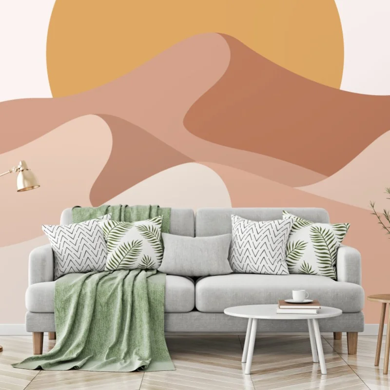 Wall mural sunset over abstract desert dunes