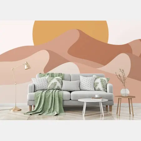 Wall mural sunset over abstract desert dunes • Wallissimo®