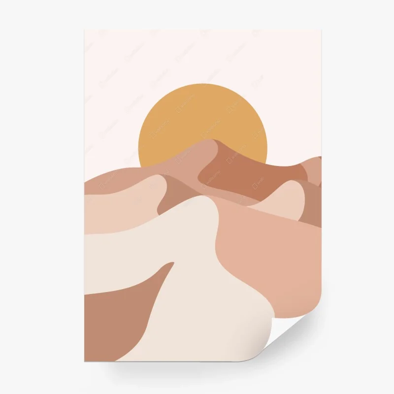 Wall mural sunset over abstract desert dunes