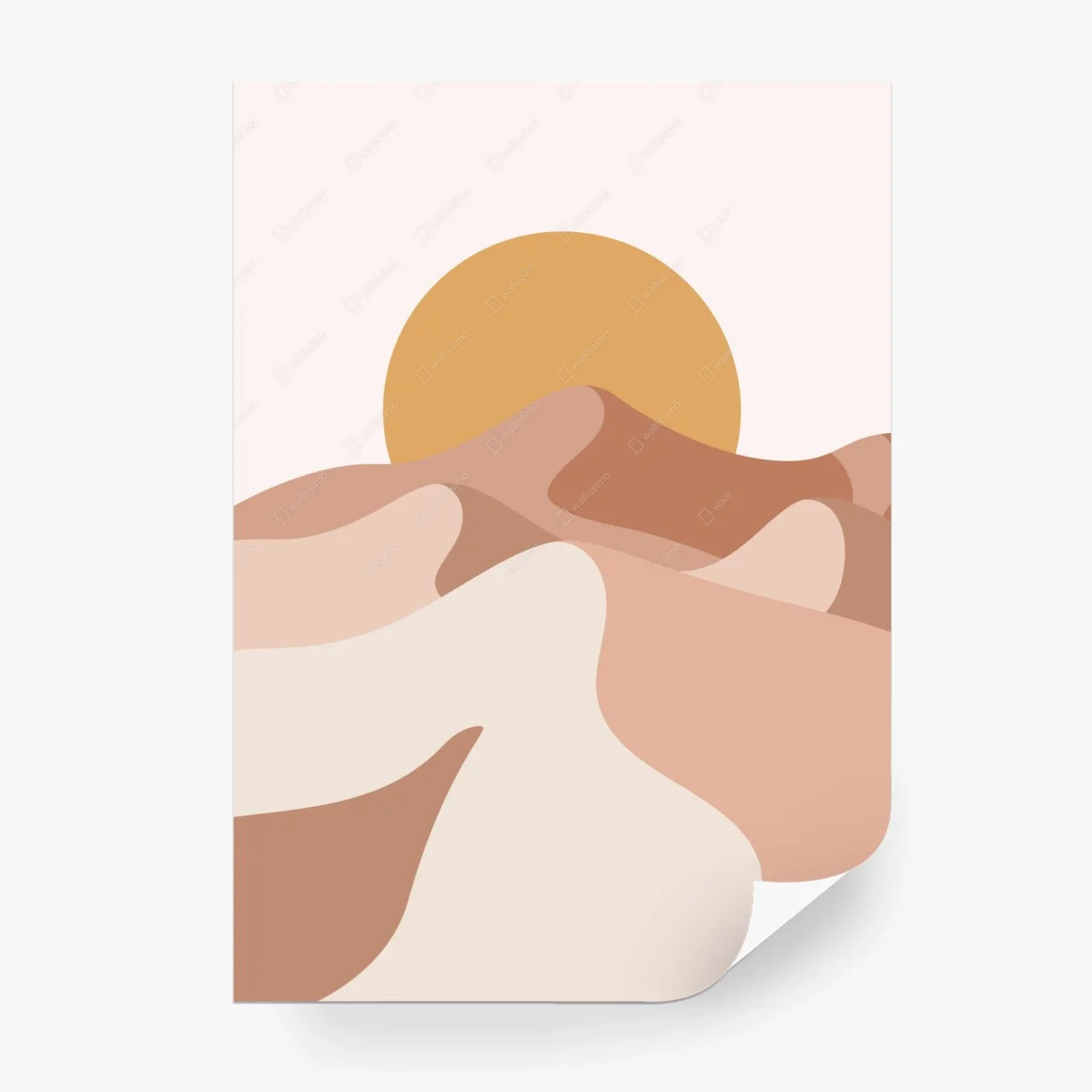 Wall mural sunset over abstract desert dunes • Wallissimo®