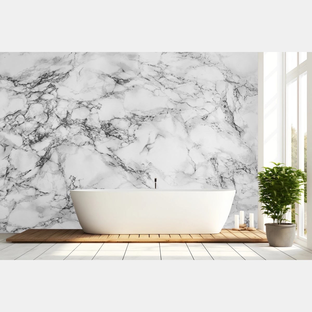 Wall mural white marble pattern art • Wallissimo®