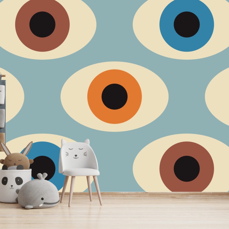 Wall mural mid-century eye pattern