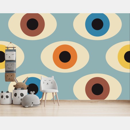 Wall mural mid-century eye pattern • Wallissimo®