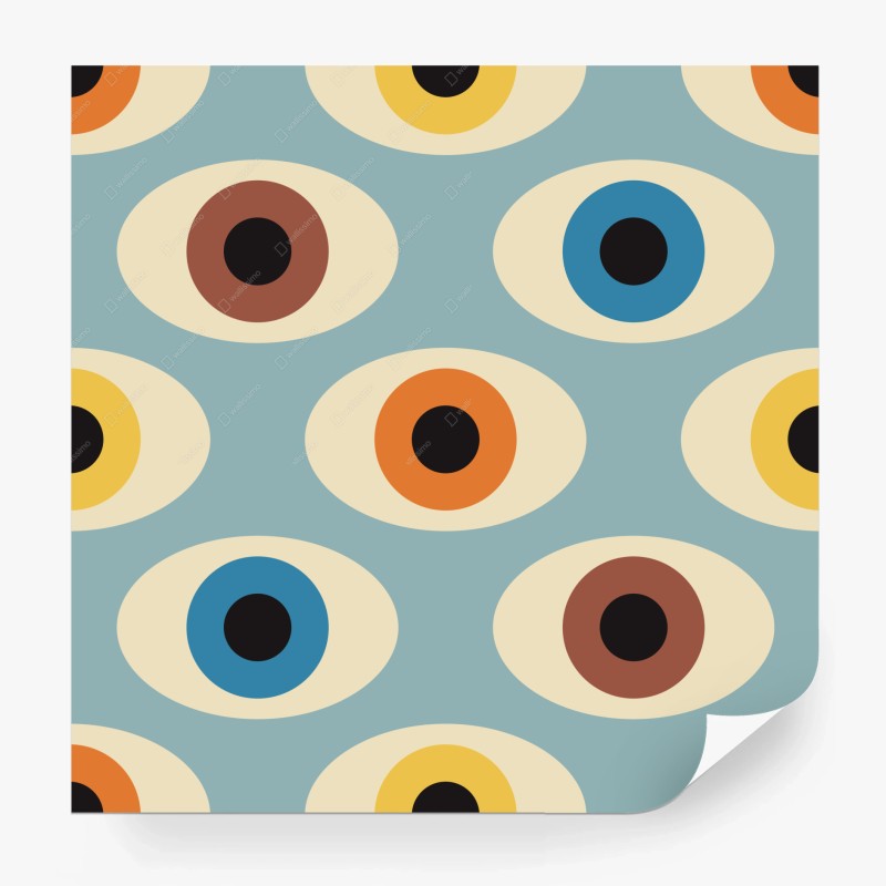 Wall mural mid-century eye pattern