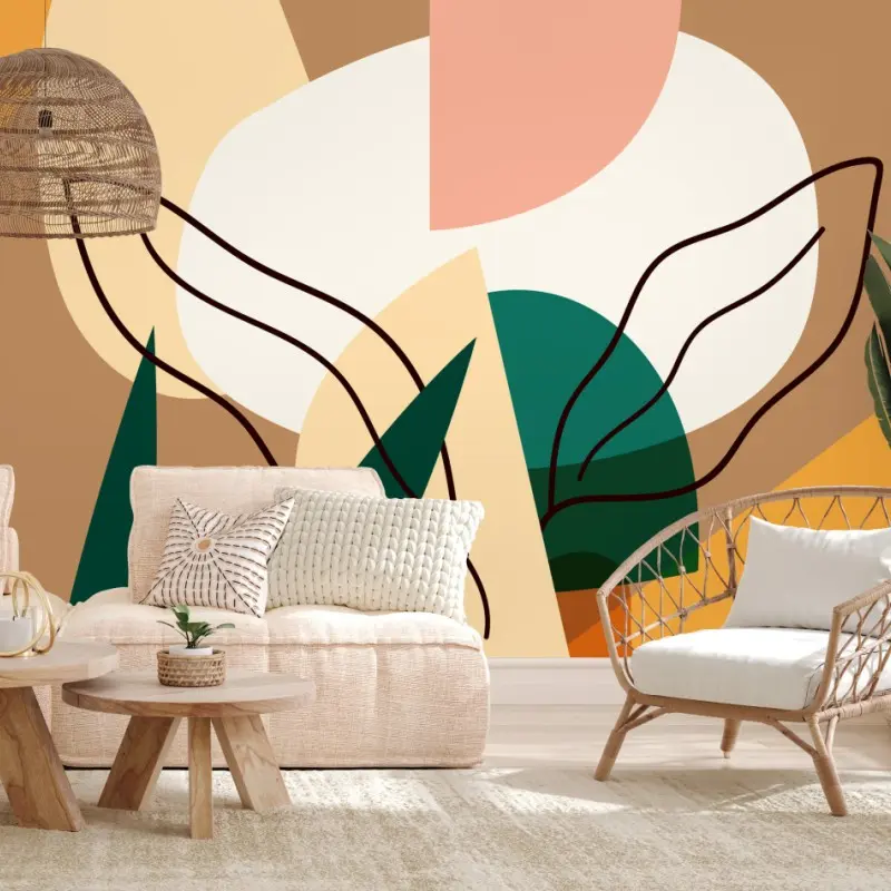 Wall mural abstract geometric composition in earthy tones