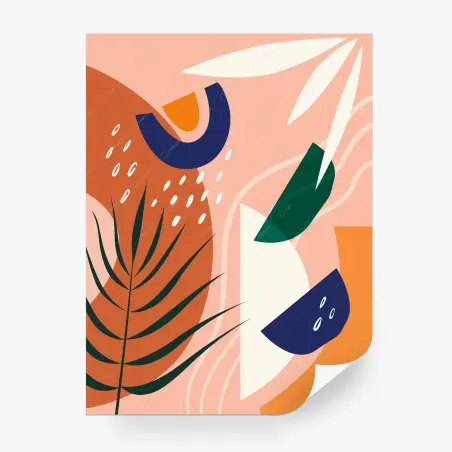 Wall mural pastel botanical abstract composition • Wallissimo®