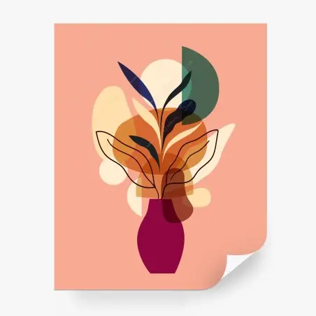 Wall mural abstract botanical leaves in vase • Wallissimo®