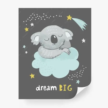 Wall mural sleeping koala on cloud - dream big nursery art • Wallissimo®