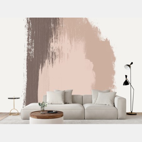 Wall mural soft neutral brushstroke composition • Wallissimo®