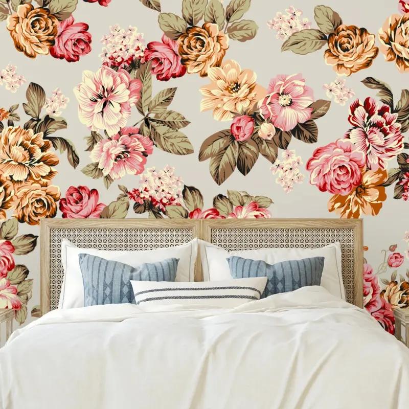 Wall mural vintage pastel floral pattern