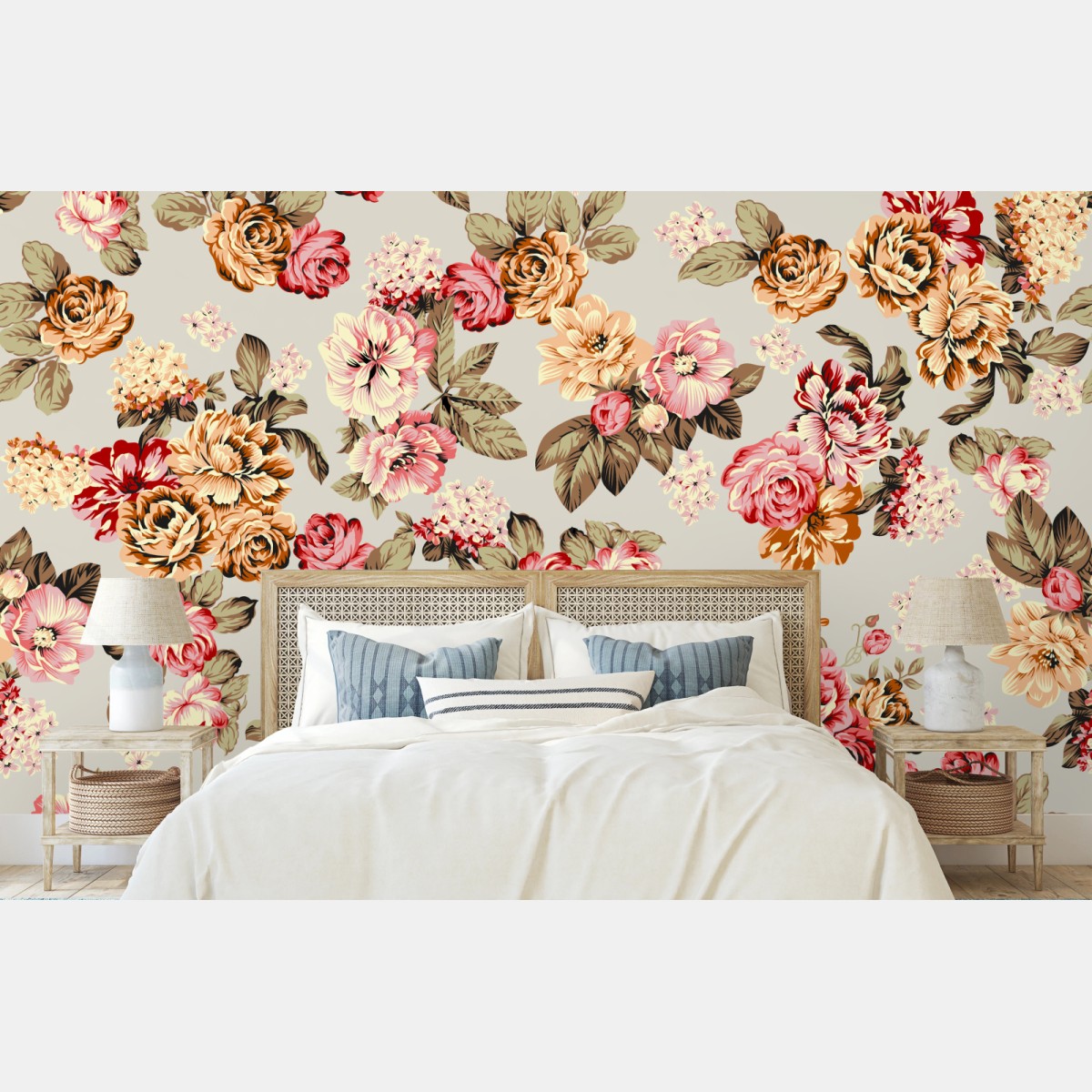 Wall mural vintage pastel floral pattern • Wallissimo®