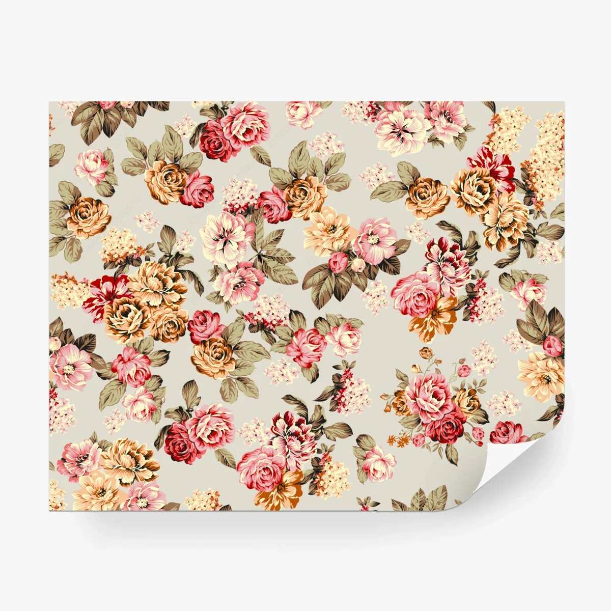 Wall mural vintage pastel floral pattern • Wallissimo®