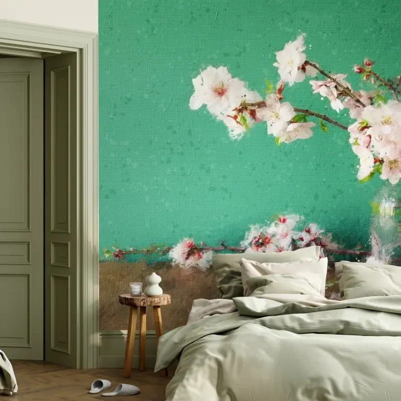 Wall mural delicate cherry blossom still life