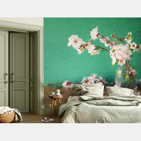 Wall mural delicate cherry blossom still life • Wallissimo®