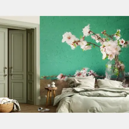 Wall mural delicate cherry blossom still life • Wallissimo®