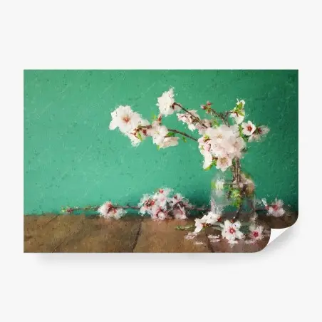 Wall mural delicate cherry blossom still life • Wallissimo®