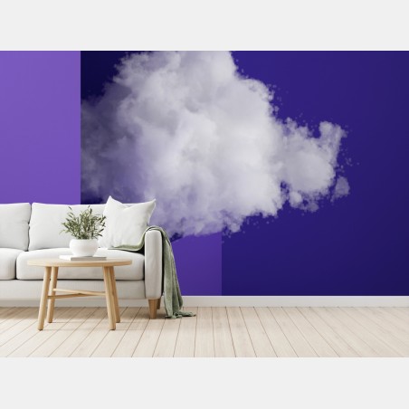 Wall mural floating cloud and ladder in violet interior • Wallissimo®
