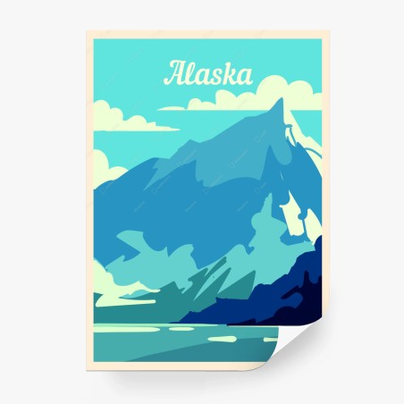 Wall mural Alaska retro mountain poster • Wallissimo®