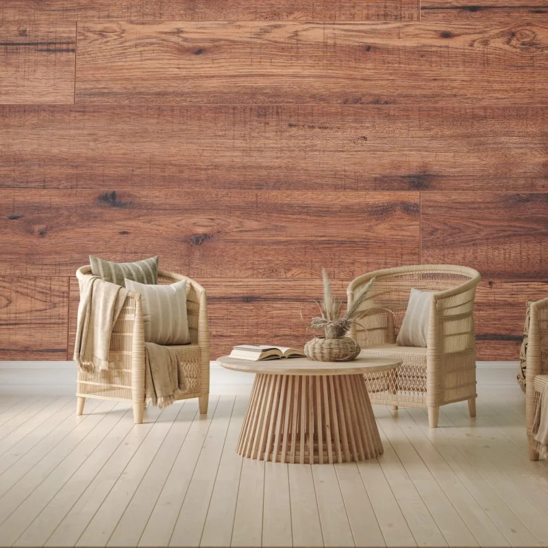 Wall mural warm brown wood texture backdrop